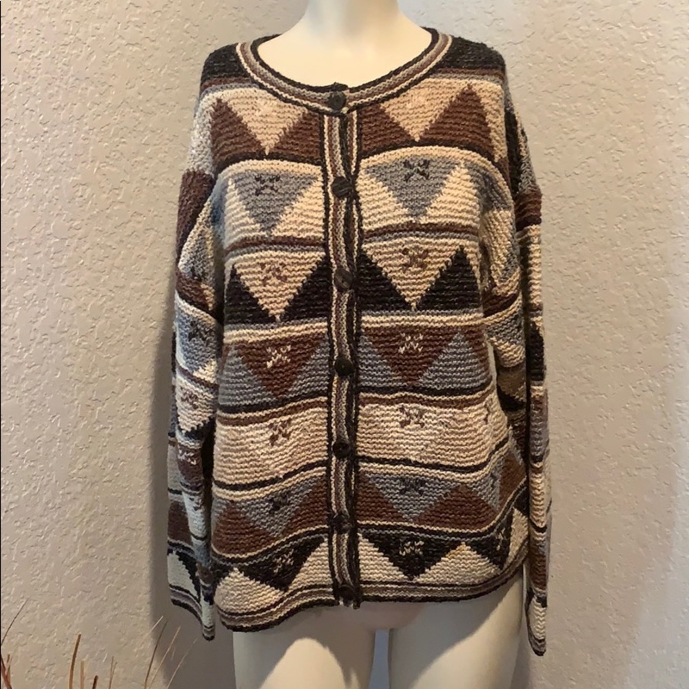 Talbots Hand Knit Button Down Sweater